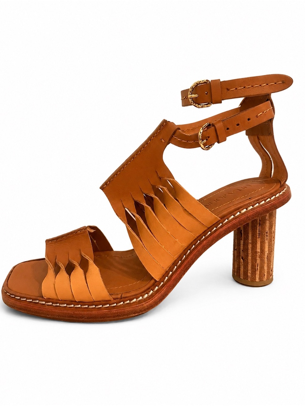 Ulla Johnson Madeira Twisted Leather Ankle-Strap Heeled Sandal